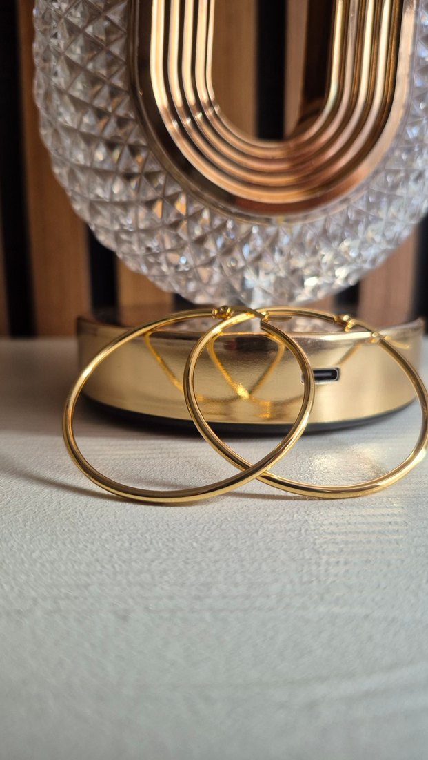 Halka gold küpe büyük - Görsel 2