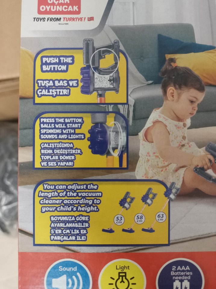 Çocuklar için 3'ü 1 Arada Renkli Elektrikli Süpürge - Görsel 4