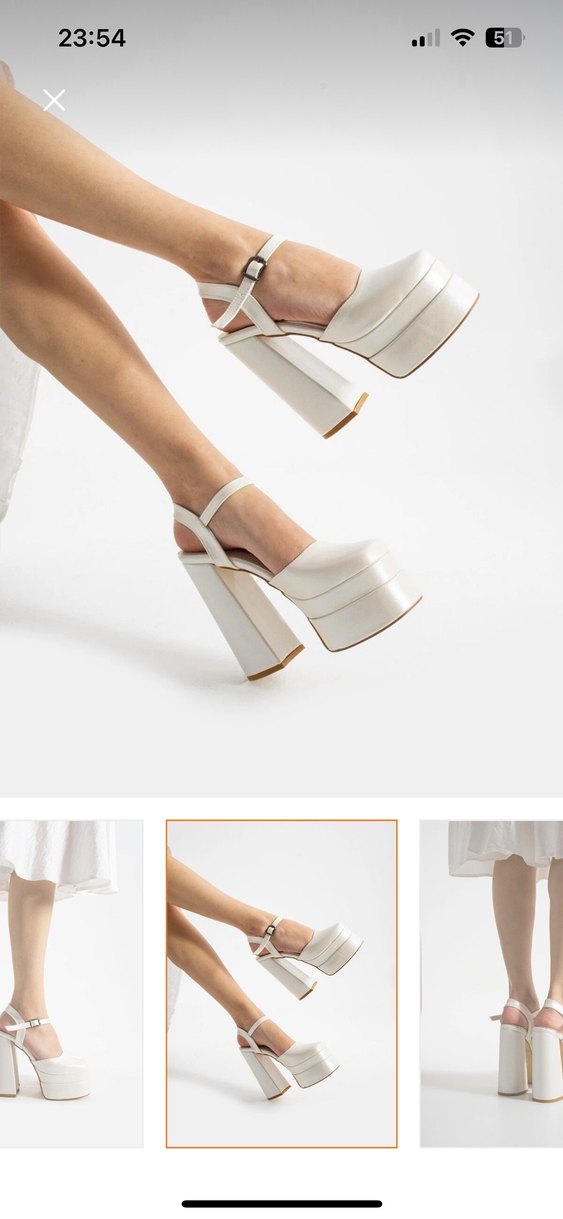 Beyaz Platform Topuklu Kadın Abiye Ayakkabı gelin nişan düğün - Görsel 3