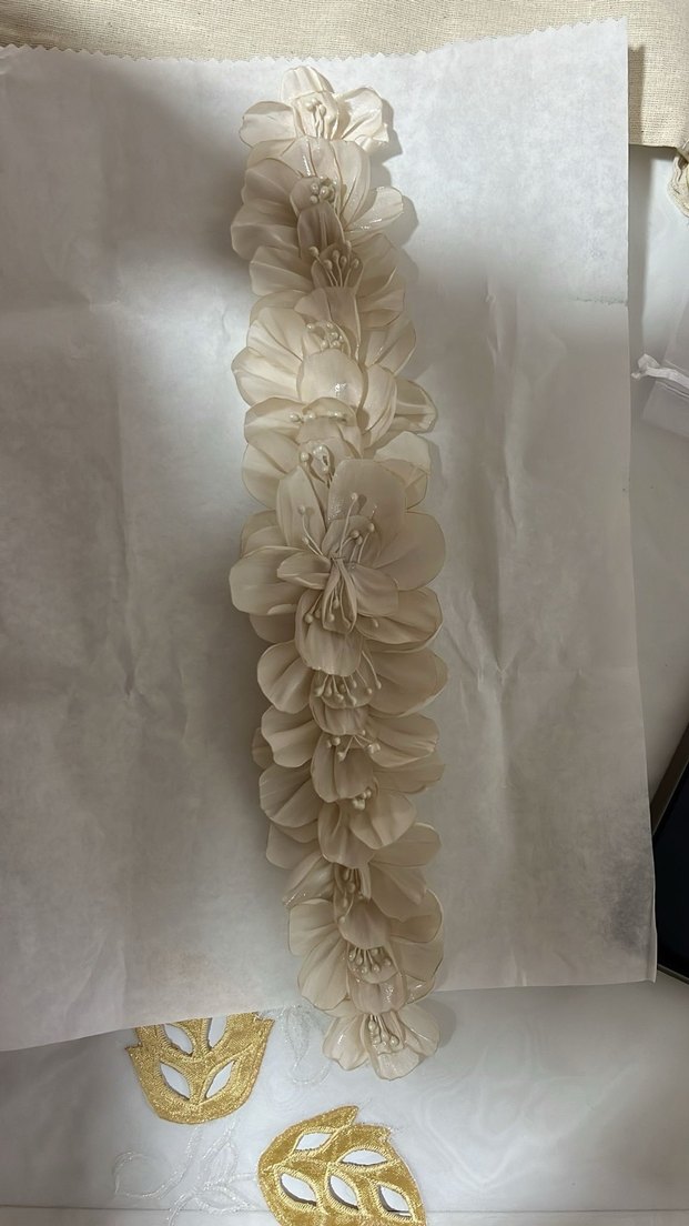 Bej Bohem Çiçekli Saç Aksesuarı gelin nişan nikah orkide kumaş - Görsel 2