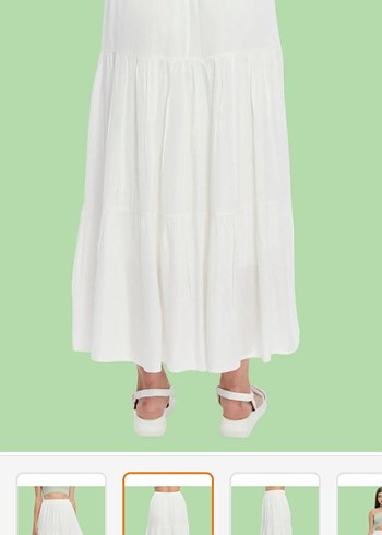 Beyaz Uzun Bohem Kadın Etek - Görsel 3