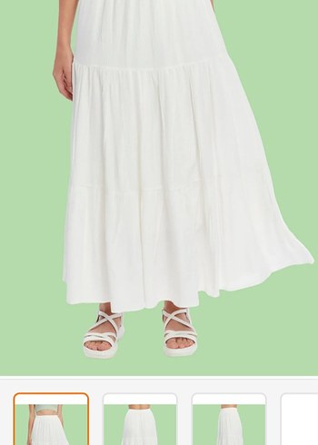 Beyaz Uzun Bohem Kadın Etek - Görsel 4