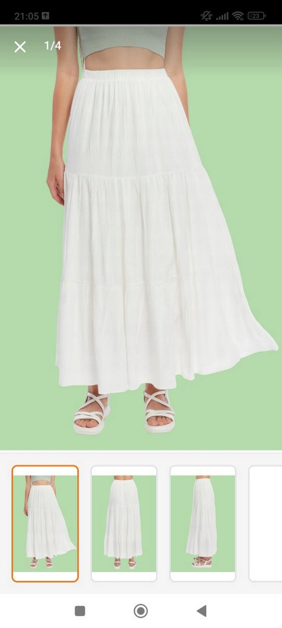 Beyaz Uzun Bohem Kadın Etek - Görsel 4