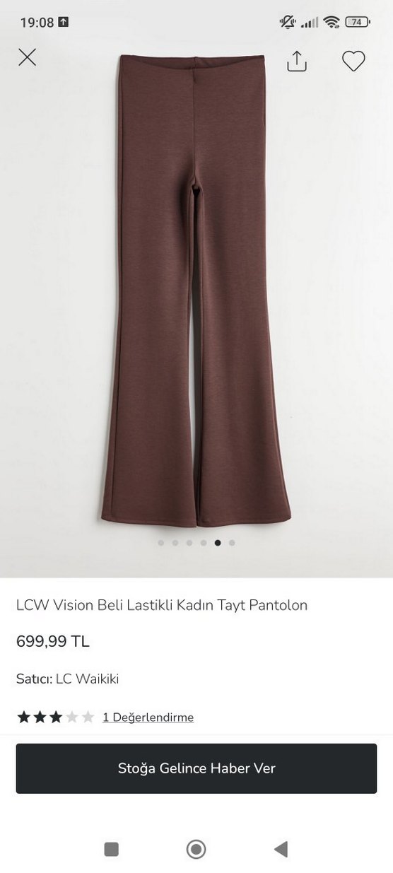 Acı Kahve Lastikli İspanyol Paça tayt pantolon - Görsel 5