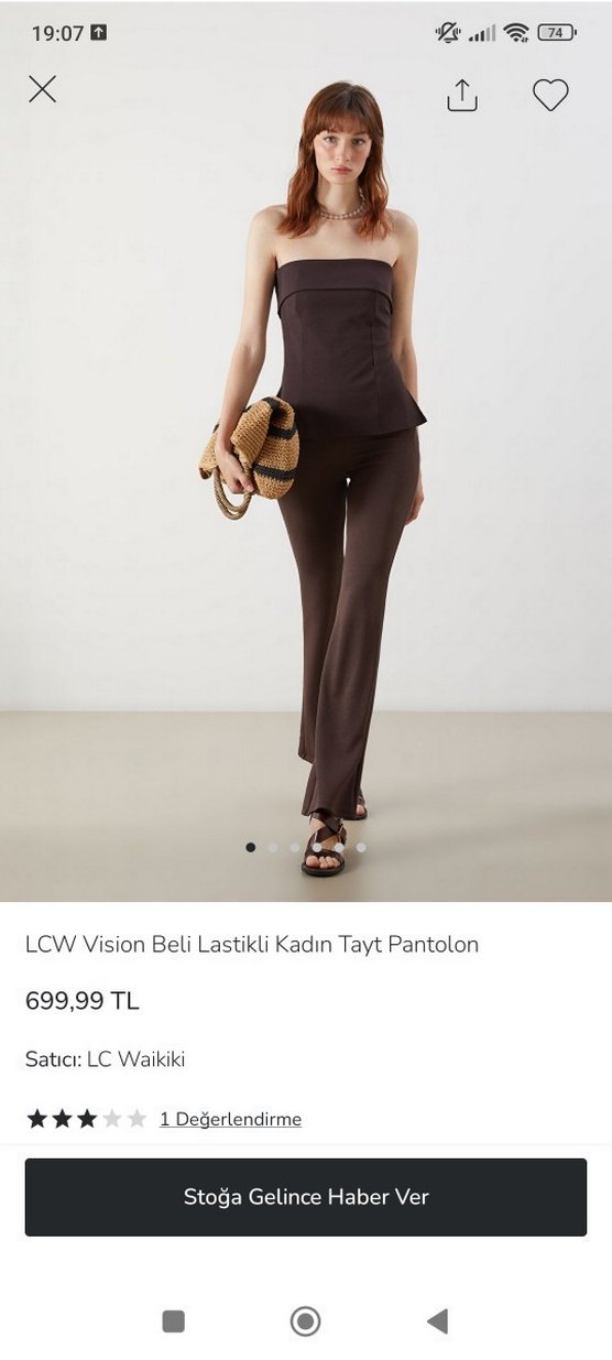 Acı Kahve Lastikli İspanyol Paça tayt pantolon - Görsel 2