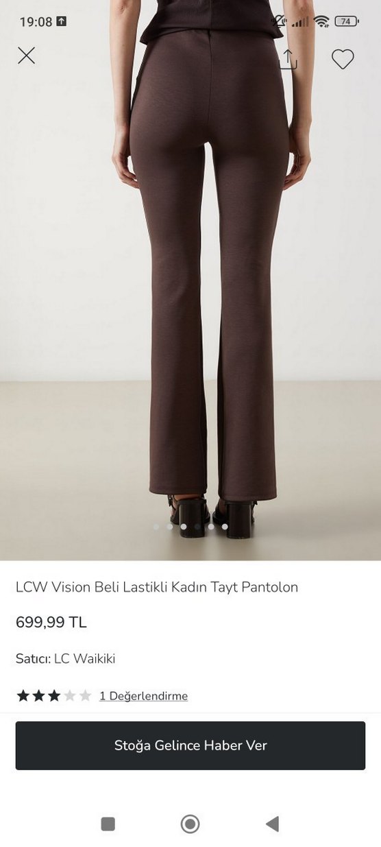 Acı Kahve Lastikli İspanyol Paça tayt pantolon - Görsel 4