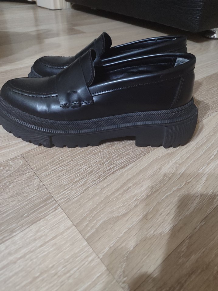 SiyahKadın Loafer Blok Topuk - Görsel 2