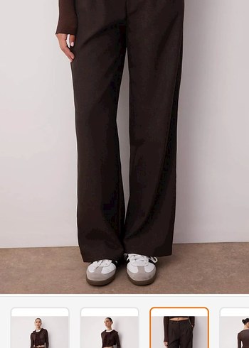 Kahverengi Kadın Pileli Kumaş Pantolon - Görsel 2