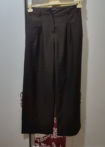 Kahverengi Kadın Pileli Kumaş Pantolon - Görsel 3