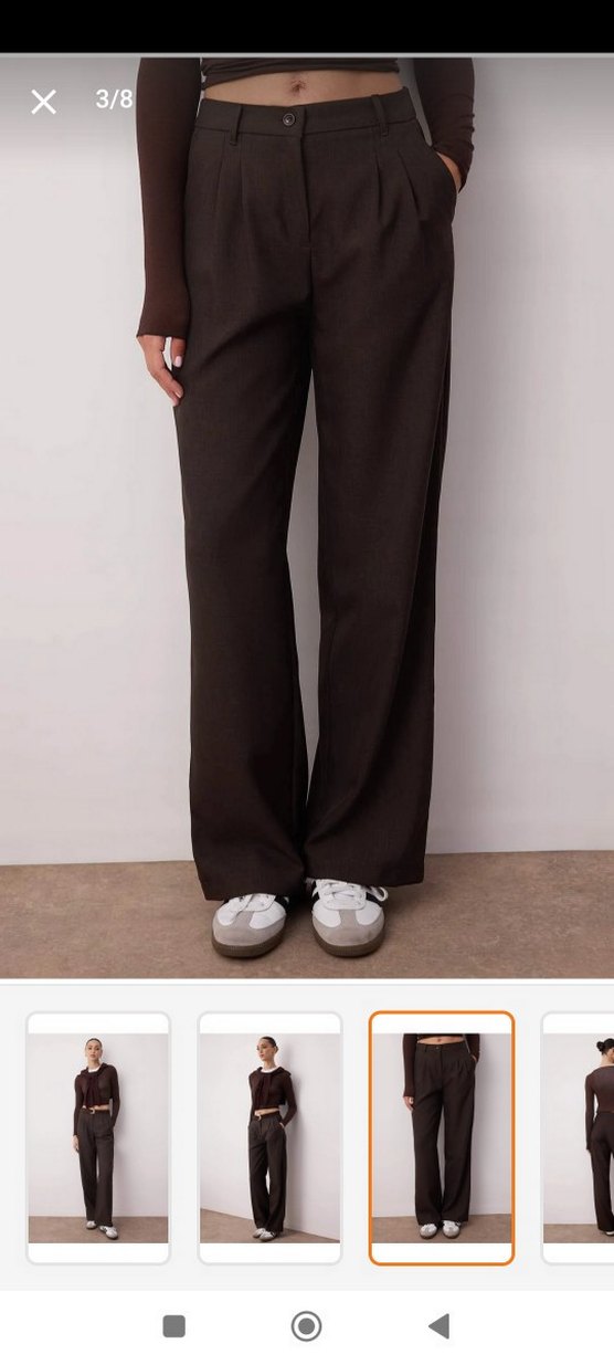 Kahverengi Kadın Pileli Kumaş Pantolon - Görsel 2