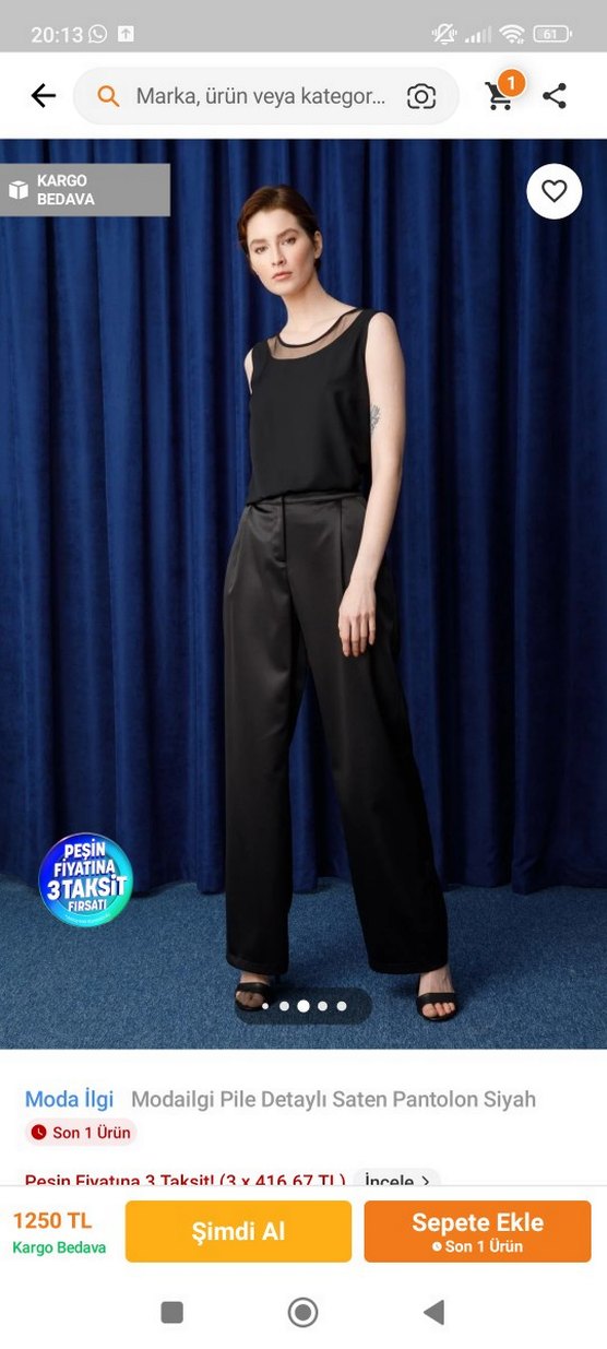 Saten Siyah Kadın Kumaş Pantolon - Görsel 4