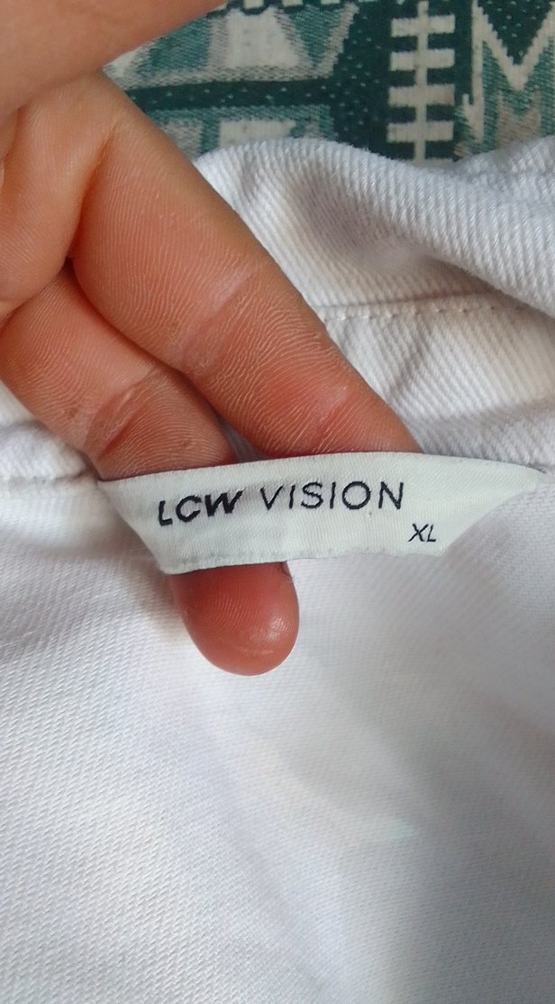 Beyaz Düğmeli kadın kot ceket - Görsel 2