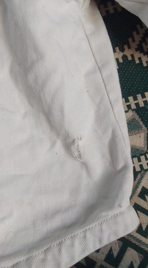 Beyaz Düğmeli kadın kot ceket - Görsel 5