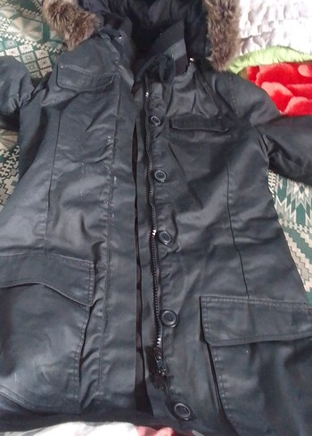 Kürk Detaylı Siyah Midi Kadın Mont - Görsel 2