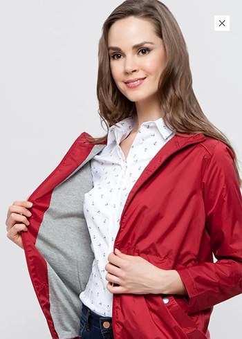 DeFacto Gri Kırmızı Fermuarlı yağmurluk - Görsel 2