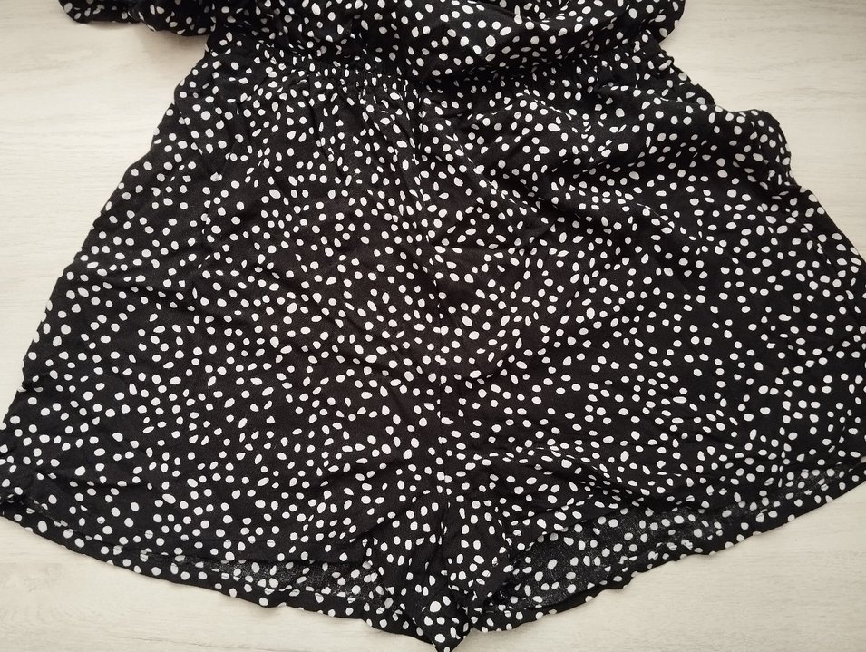 Puantiye Desenli Siyah Kadın Tulum - Görsel 2