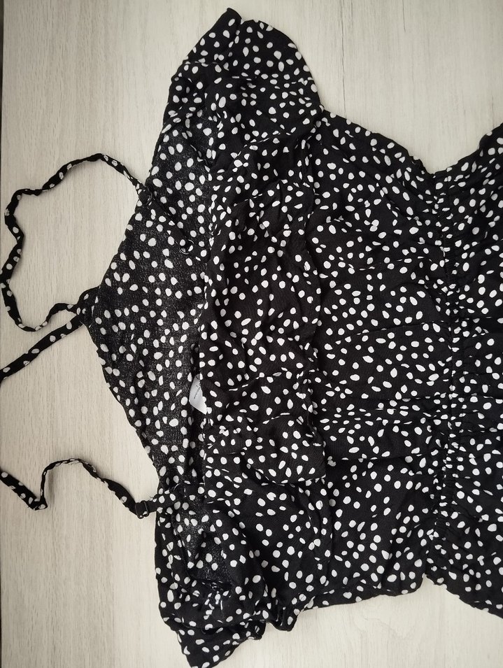 Puantiye Desenli Siyah Kadın Tulum - Görsel 3