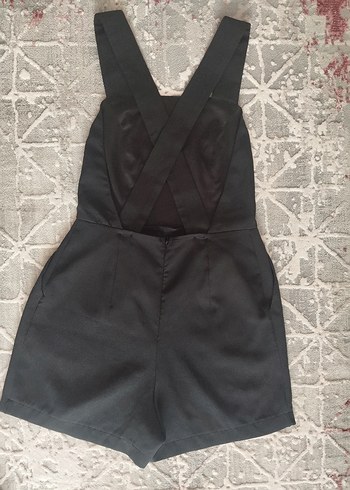 Siyah Kadın Askılı Kısa Tulum - Görsel 2