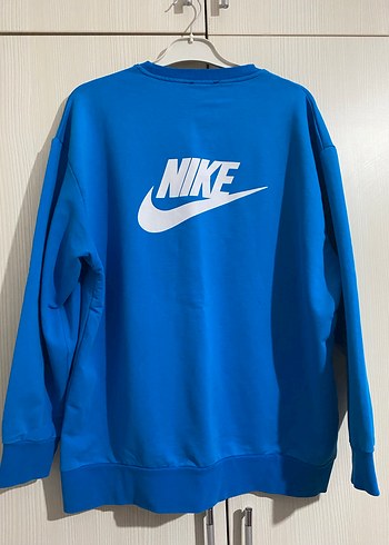 Mavi Oversize Nike Air erkek Sweatshirt - Görsel 3