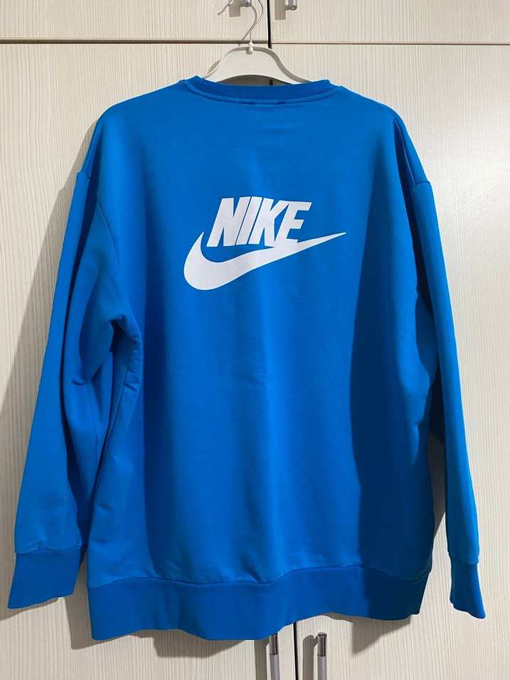 Mavi Oversize Nike Air erkek Sweatshirt - Görsel 3