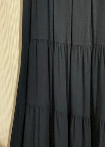 Kadın Siyah Uzun Pilili Keten Etek - Görsel 2