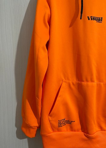 Turuncu Kapüşonlu Rahat Kesim Sweatshirt - Görsel 2