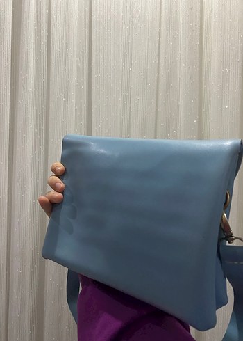 Zara Mavi Deri Kadın Çanta - Görsel 2