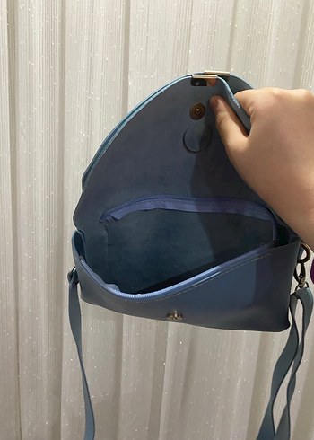 Zara Mavi Deri Kadın Çanta - Görsel 3