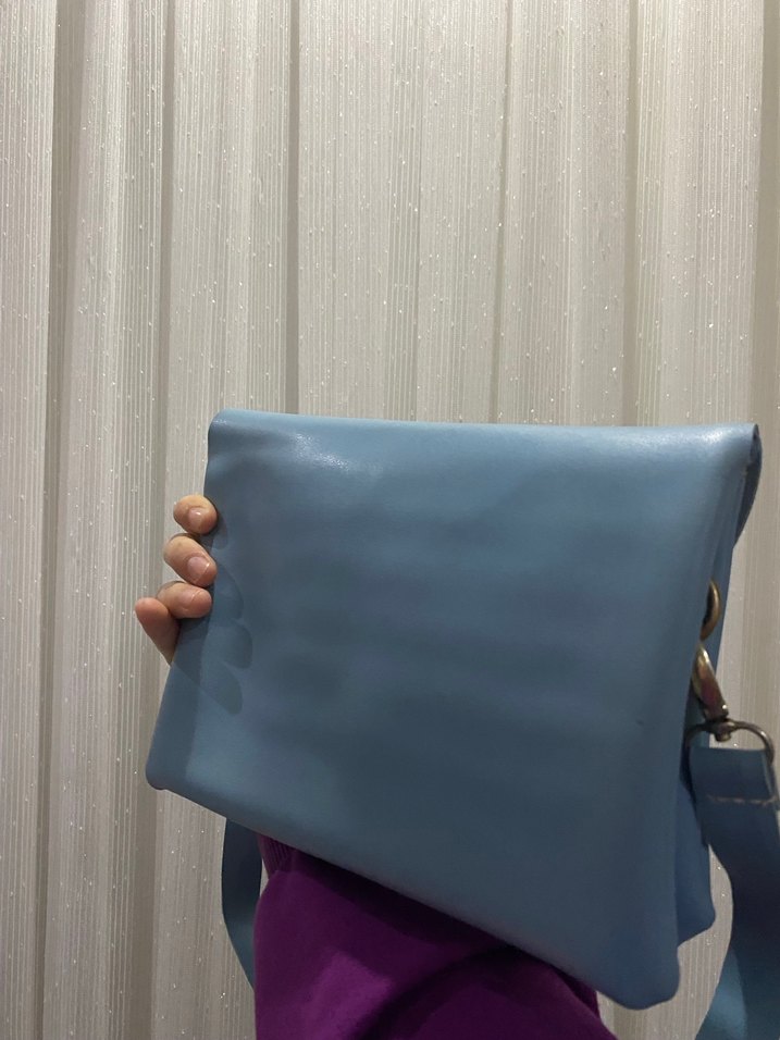 Zara Mavi Deri Kadın Çanta - Görsel 2