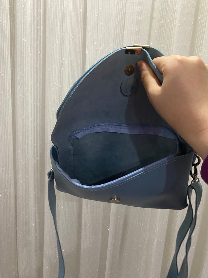 Zara Mavi Deri Kadın Çanta - Görsel 3