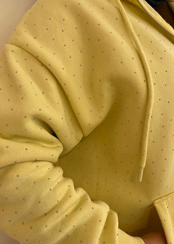 Sarı Puantiyeli Fermuarlı Kadın Sweatshirt - Görsel 2