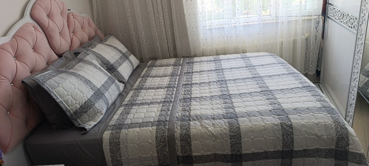 Gri Kareli Yatak Örtüsü Seti - Görsel 4