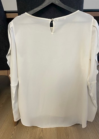 SEÇİL Kadın Beyaz Uzun Kollu Fırfırlı Bluz - Görsel 3