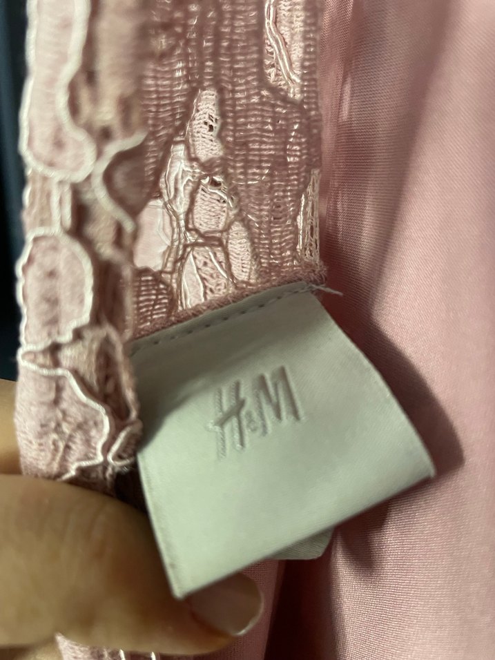 H&M Pastel Pembe Dantelli Elbise - Görsel 4