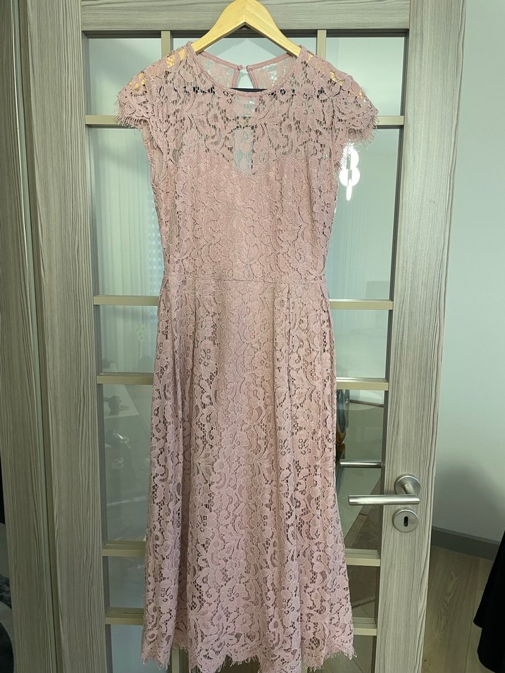 H&M Pastel Pembe Dantelli Elbise - Görsel 2