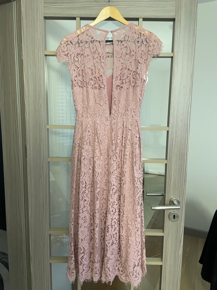 H&M Pastel Pembe Dantelli Elbise - Görsel 3