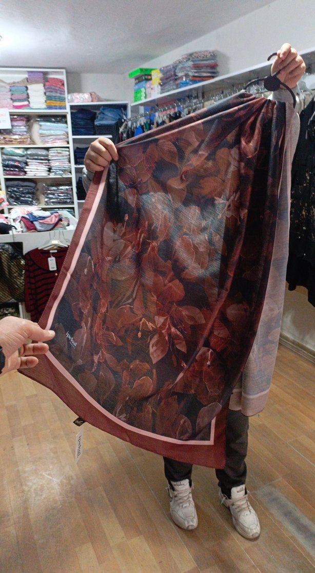 Bordo Desenli Bohem Kadın Şal - Görsel 2