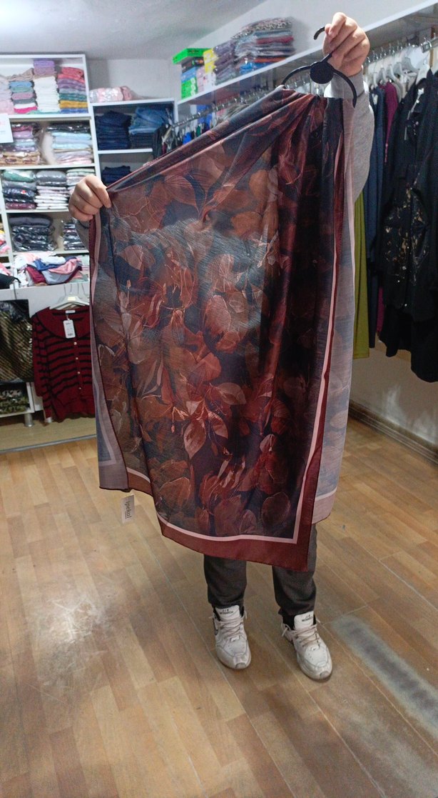 Bordo Desenli Bohem Kadın Şal - Görsel 3