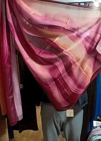 Pembe Parlak İpek Şal - Görsel 2