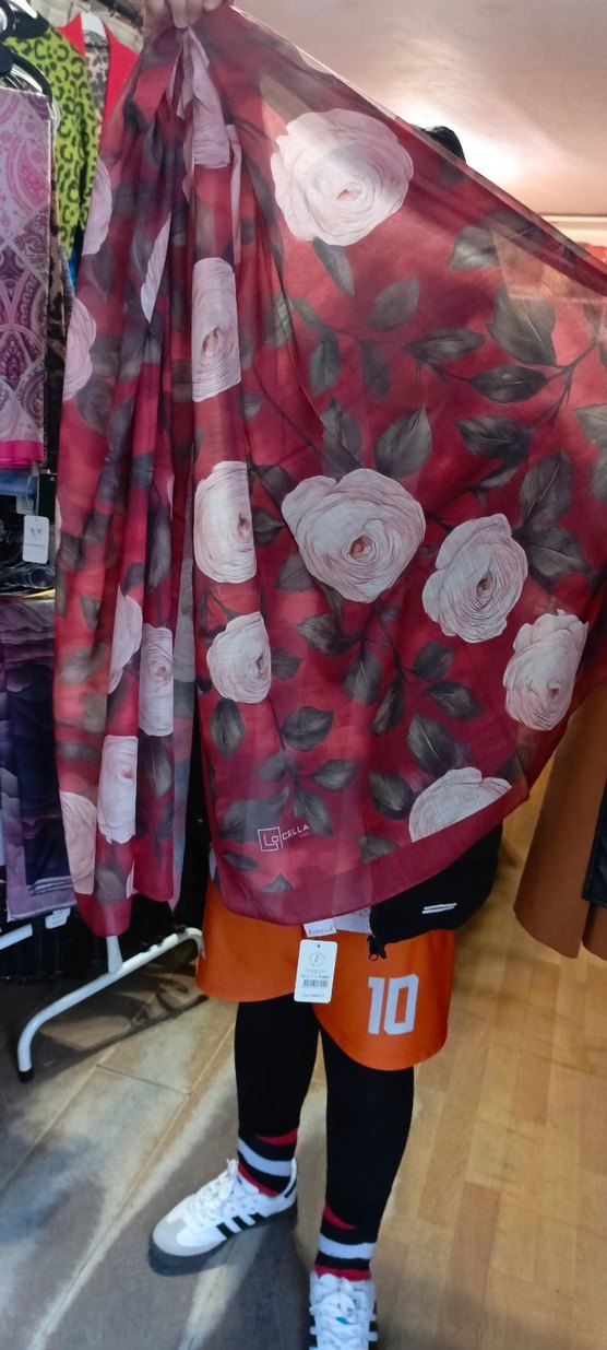 Bordo Bohem Çiçek Desenli Şal - Görsel 2