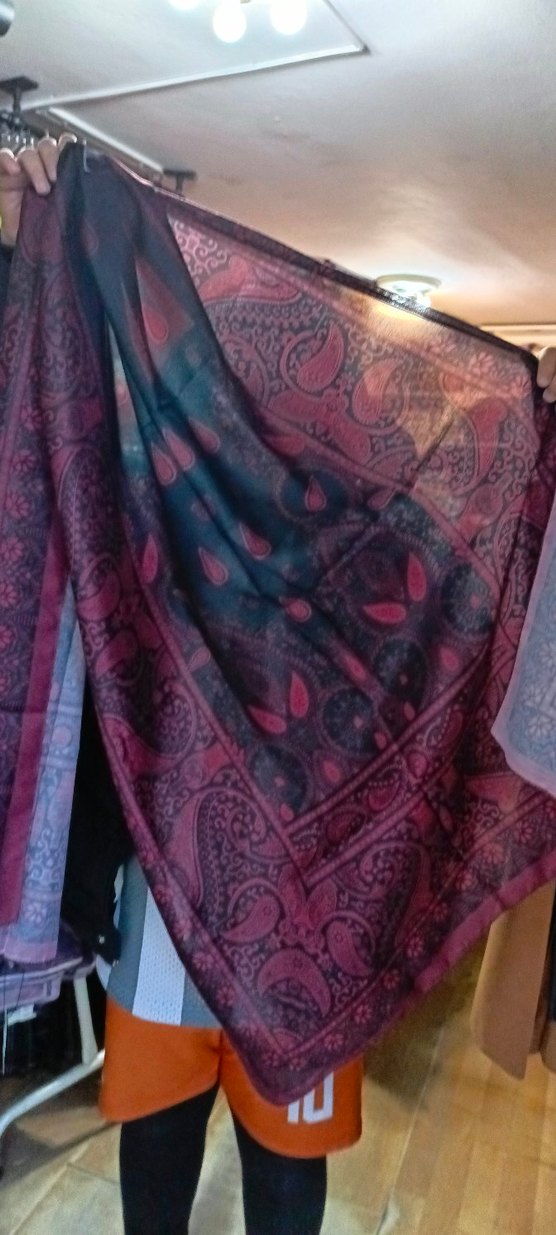 Kadın Çok Renkli İpek Görünümlü Bohem Sarma Şal - Görsel 2