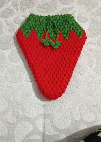 Çilek Desenli Kırmızı Banyo Süngeri - Görsel 3