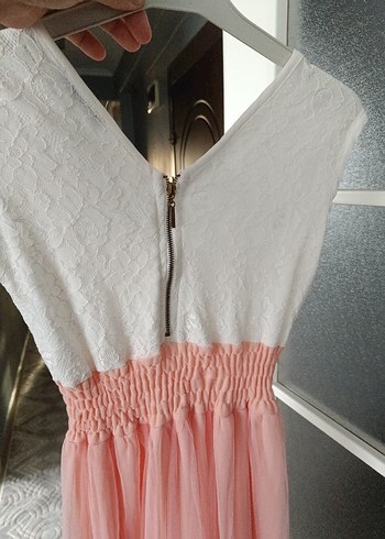 Düğmeli V Yaka Bohem Uzun Keten Elbise - Görsel 4