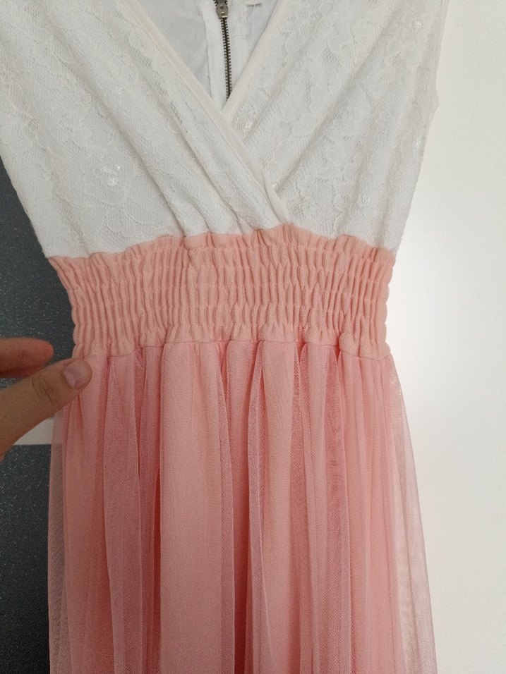 Düğmeli V Yaka Bohem Uzun Keten Elbise - Görsel 5