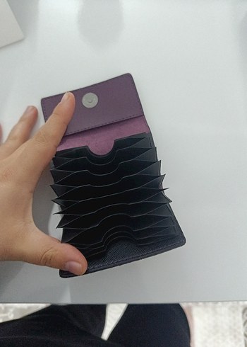 Mor Deri Kadın Cüzdanı Velcro Kapanışlı - Görsel 4
