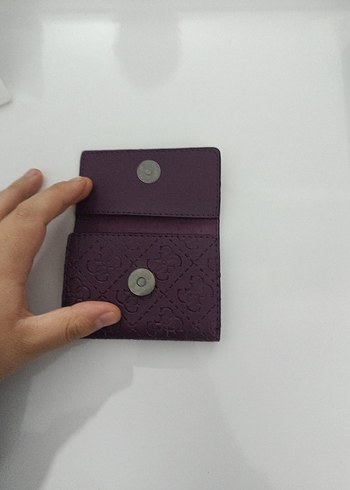 Mor Deri Kadın Cüzdanı Velcro Kapanışlı - Görsel 3