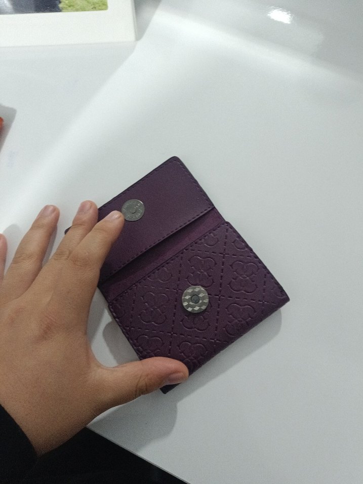 Mor Deri Kadın Cüzdanı Velcro Kapanışlı - Görsel 5