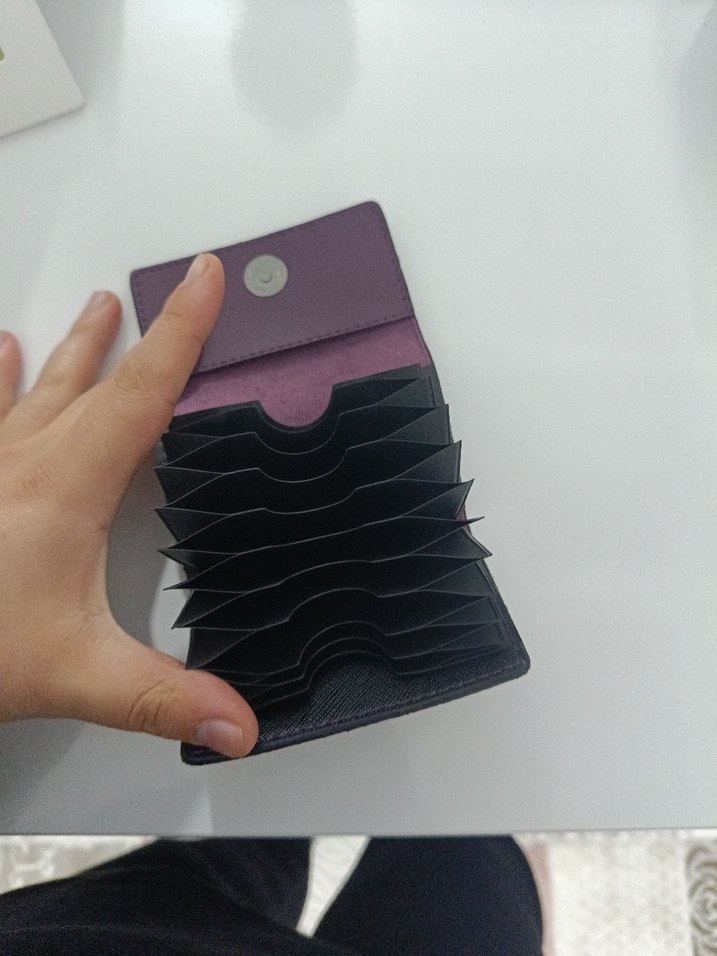 Mor Deri Kadın Cüzdanı Velcro Kapanışlı - Görsel 4