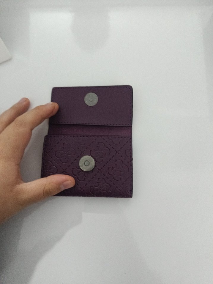 Mor Deri Kadın Cüzdanı Velcro Kapanışlı - Görsel 3