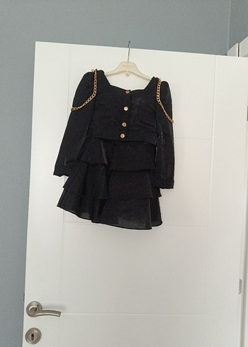 Zincir Detaylı Siyah Gotik Kız Elbisesi - Görsel 4